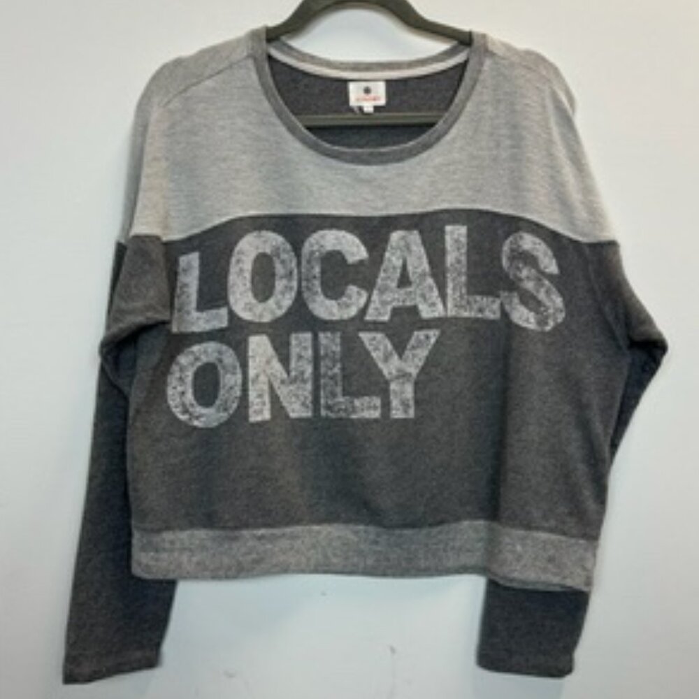 Sundry "Locals Only" Cropped Pullover Sweatshirt Medium 2 - Picture 2 of 9